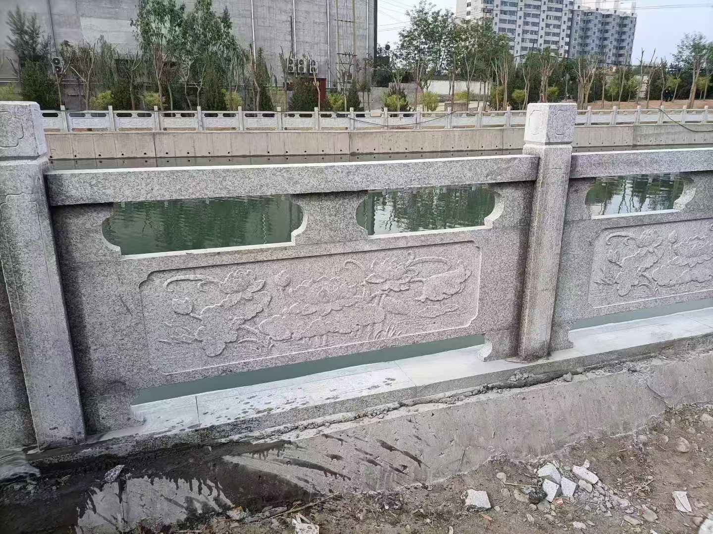 七台河 芙蓉白大花桥梁、河道，石材栏杆、围栏、护栏